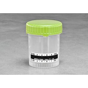 90 x 53mm Specimen Container with Green Cap NS with Temperature Strip-Case of 400