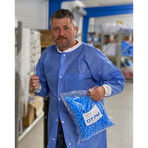Large Disposable Lab Coat With 3 Pockets, Blue, SMS - Pack of 20